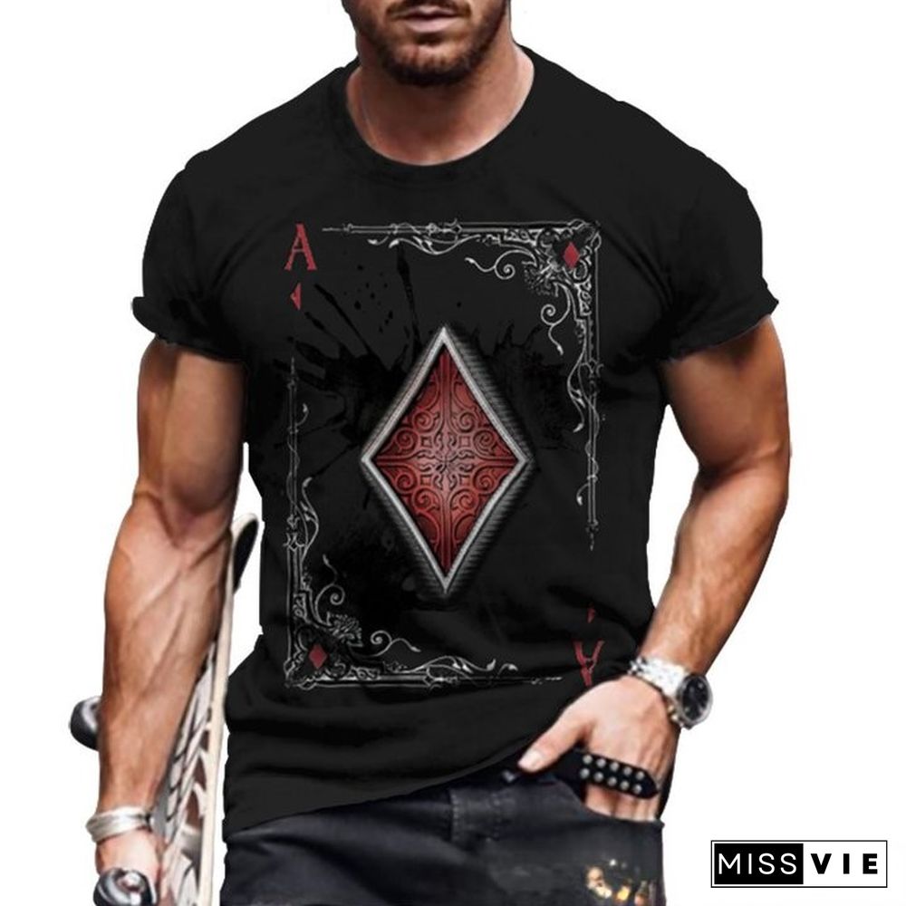 Crew Neck Personalized Short Sleeve T-shirt 3d Digital Print