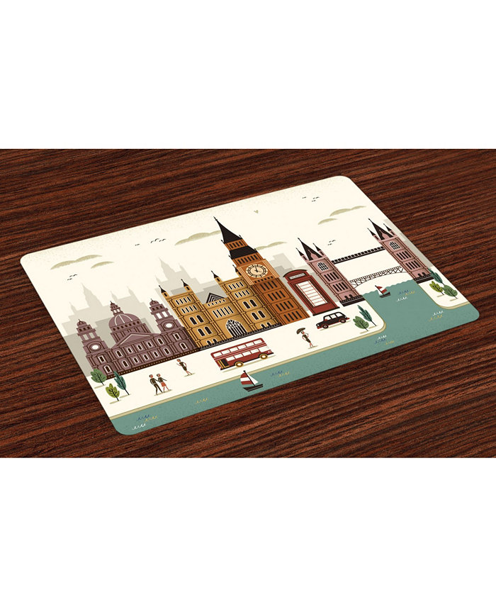 Ambesonne London Place Mats Set of 4