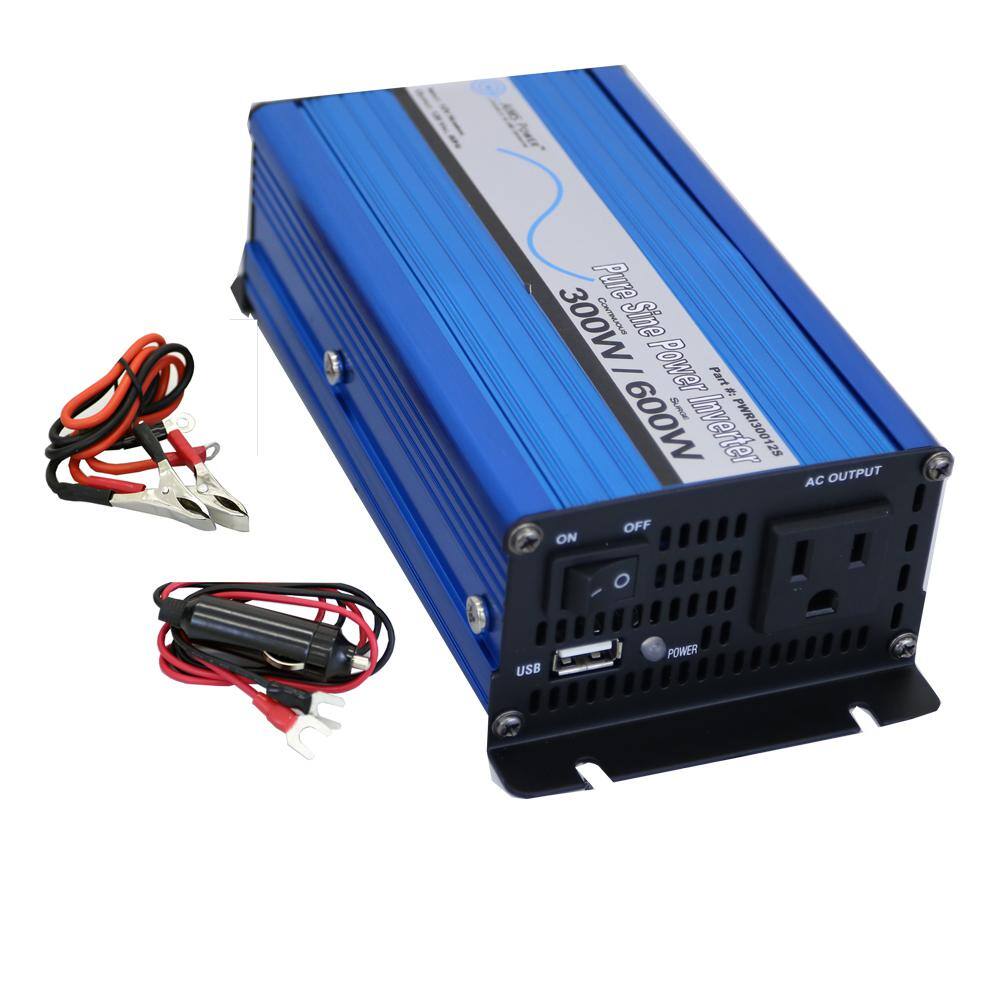 AIMS POWER 300-Watt Pure Sine Inverter 12-Volt DC to 120-Volt AC PWRI30012S