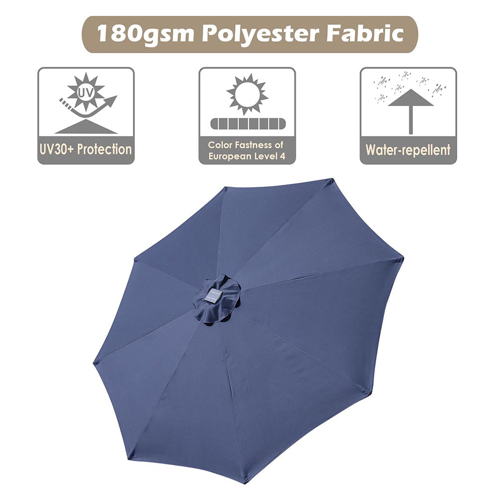 Yescom Solar Umbrella w/ Lights Tilt Market Umbrella 10ft 8-Rib