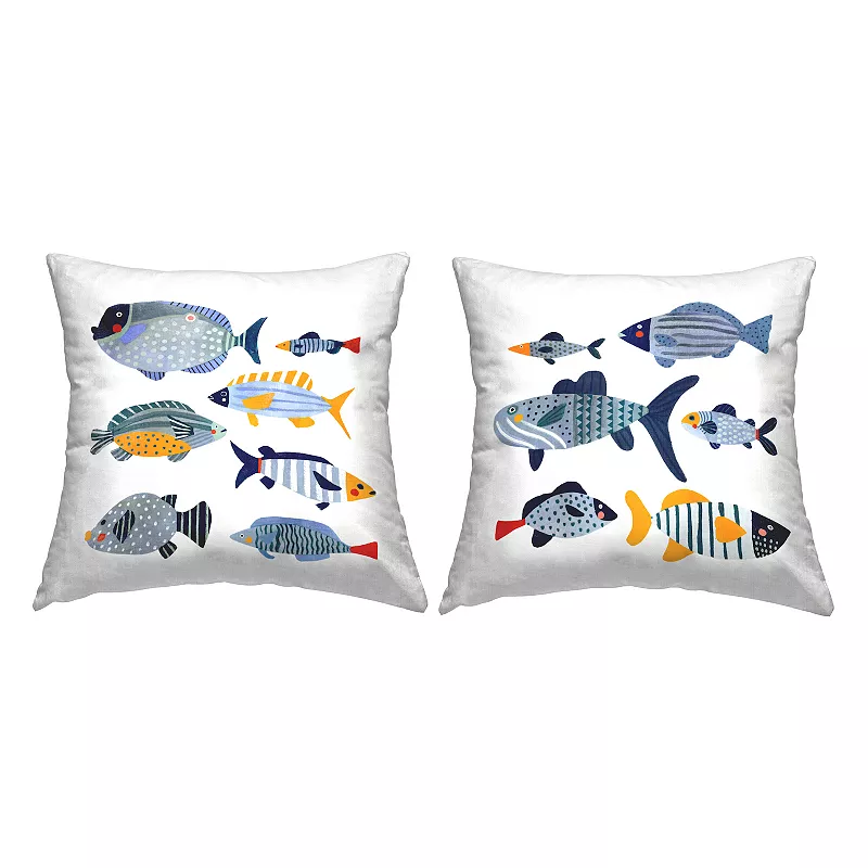 Stupell Home Decor Whimsical Varied Fish Patterns Kids Sea Life Throw Pillow