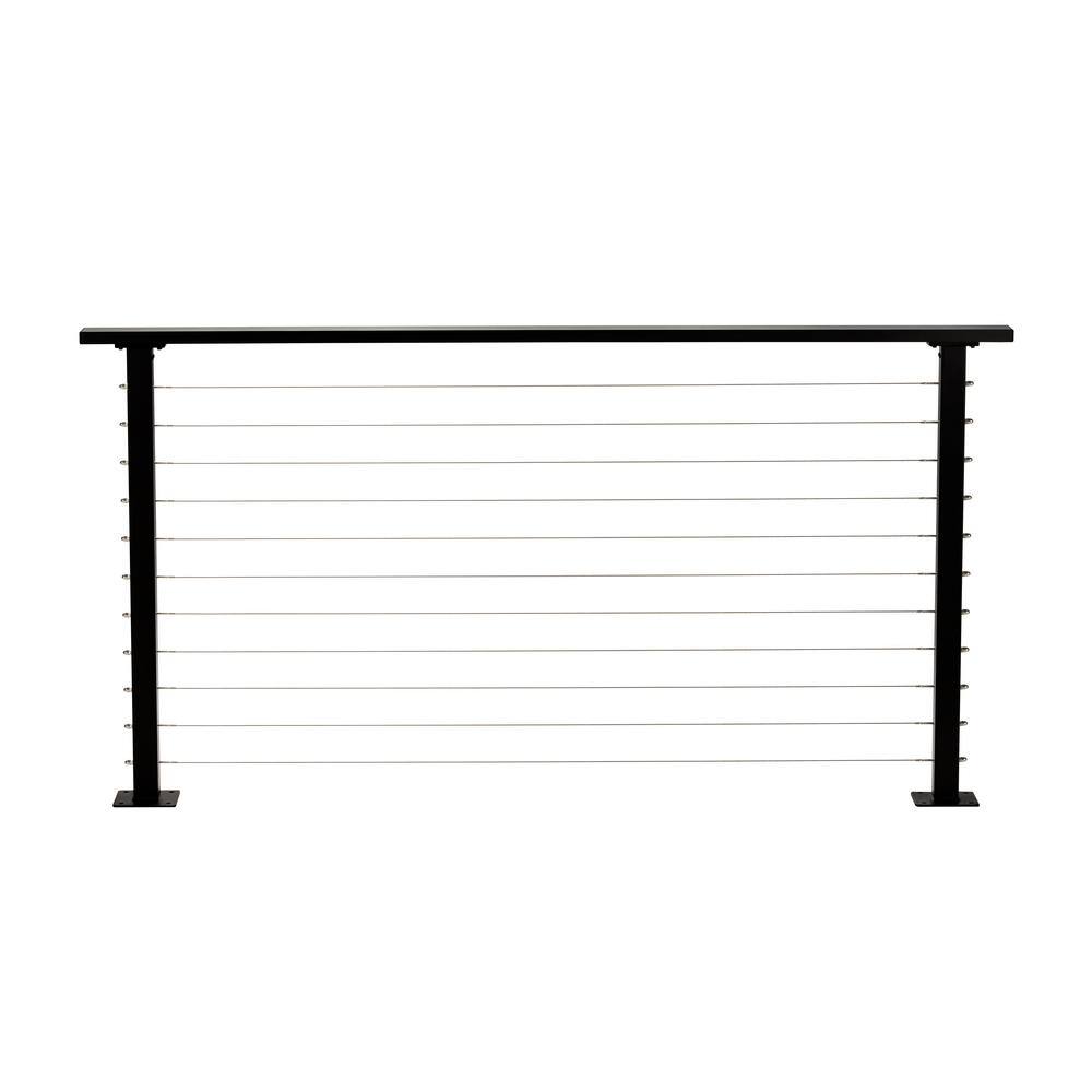 CityPost 6 ft. Deck Cable Railing 36 in. Base Mount Black CP-6-B-D