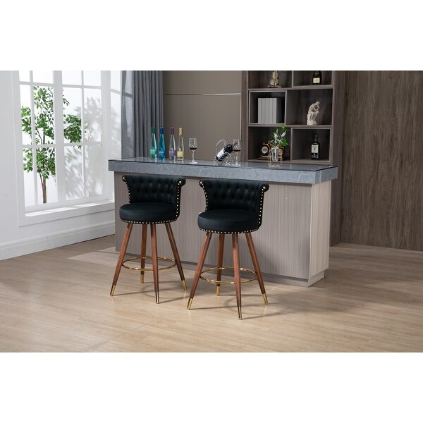 Set of 2 Swivel Bar Stools with Backrest Footrest， 28