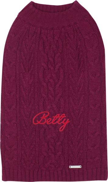 Blueberry Pet Classic Wool Blend Cable Knit Pullover Personalized Dog Sweater