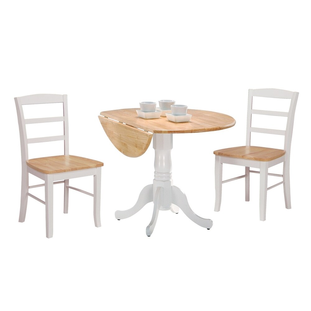 42 inch Dual Drop leaf Pedestal 3 piece Dining Set