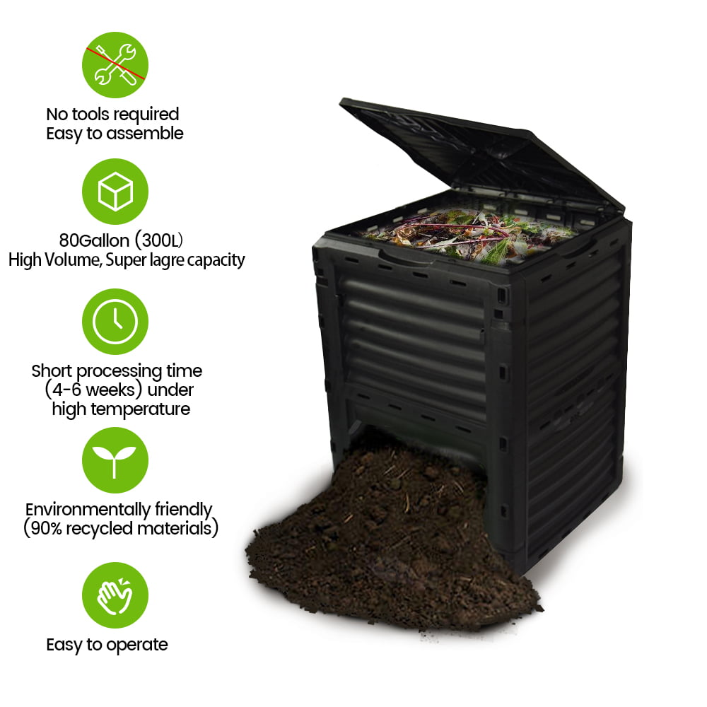 EJWOX Large Garden Compost Bin , 80 Gallon(300 L), Easy Assembling, Large Capacity