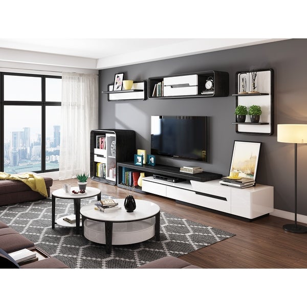 JASIWAY Modern Retractable TV Stand with Storage