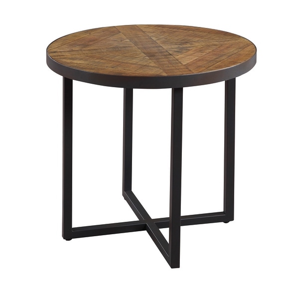 Carbon Loft Moscovitz Rustic Poplar Round End Table