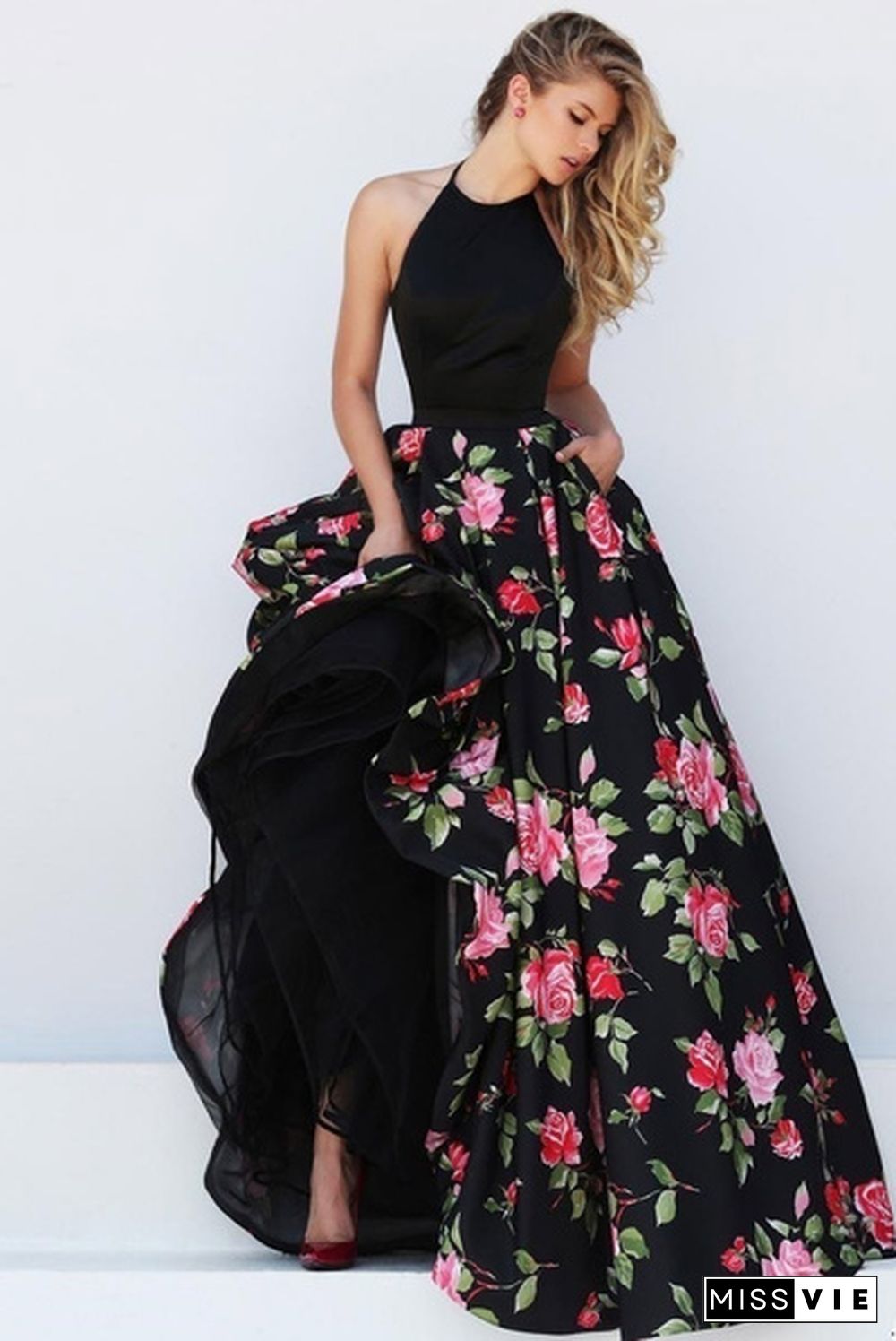 Sexy Women Long Maxi Floral Chiffon Dress Evening Party Formal Prom Gown Dresses Sundress