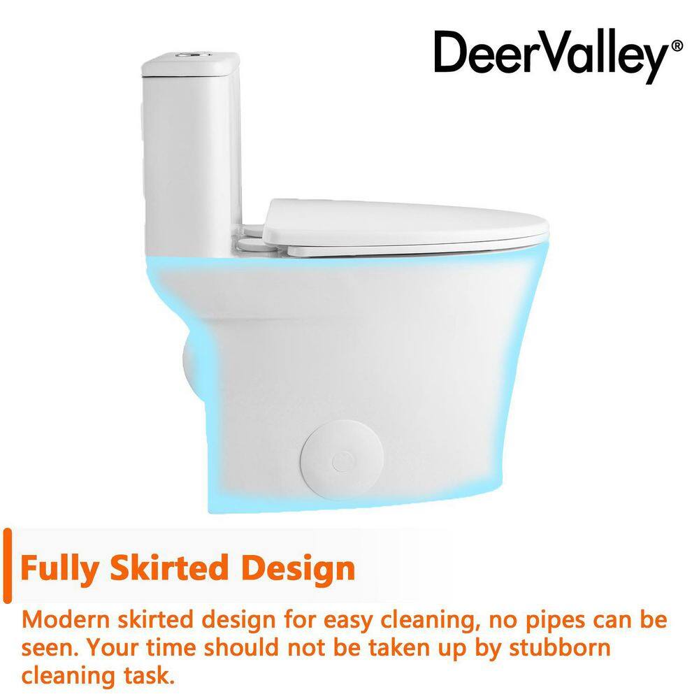 DEERVALLEY DeerValley Symmetry 12 in. Rough in Size 1-Piece 1.28 GPF Single Flush Elongated Toilet in White Seat Included DV-1F52807