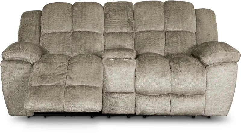 Elton Dove Gray Power Reclining Loveseat with Console