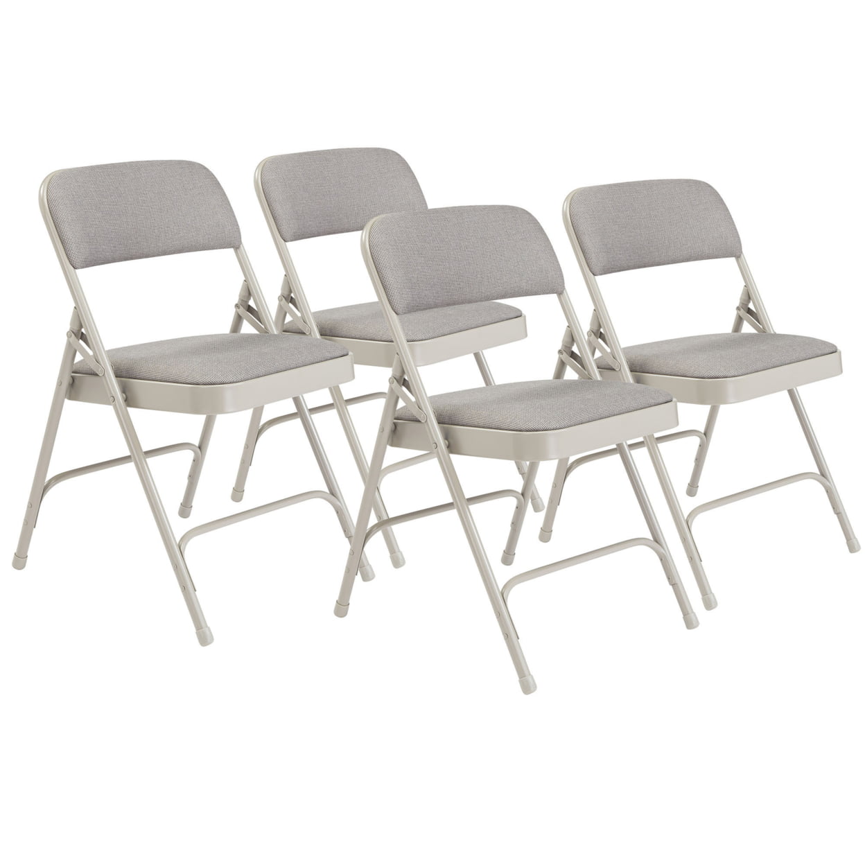 (Pack of 4) NPS 2200 Series Fabric Upholstered Double Hinge Premium Folding Chair, Greystone