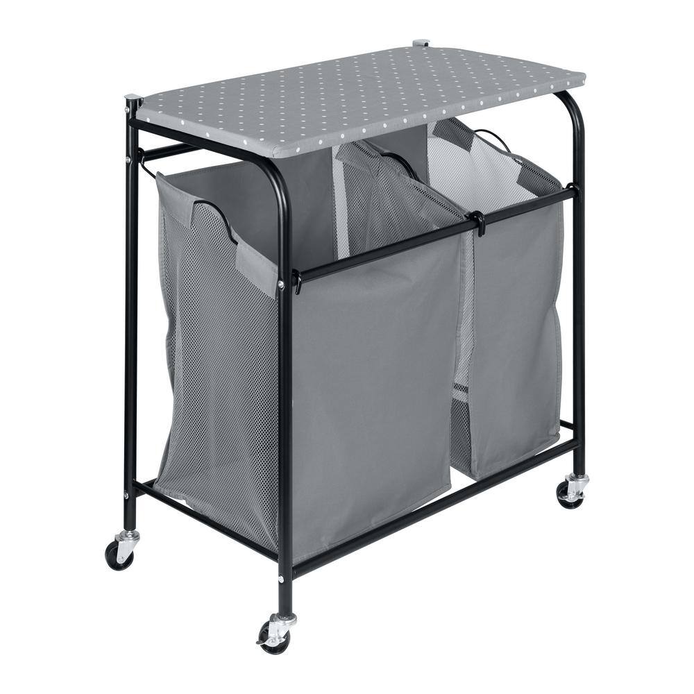 Honey-Can-Do Gray Steel Uneven Clothes Sorter with Ironing Board SRT-09451