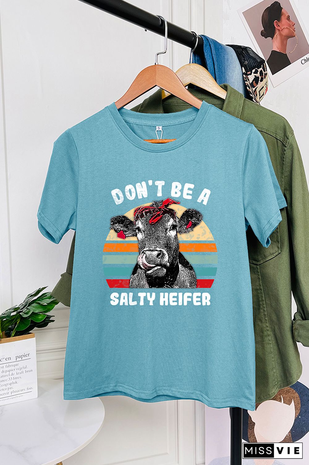 Don't Be A Salty Heifer Print Graphic Tees for Women Wholesale Short Sleeve T shirts Top