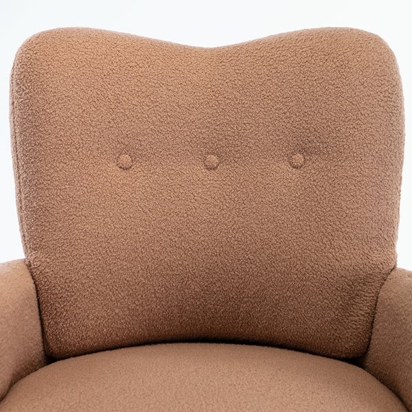 Teddy Short Plush Particle Armchair， with Golden Metal Legs