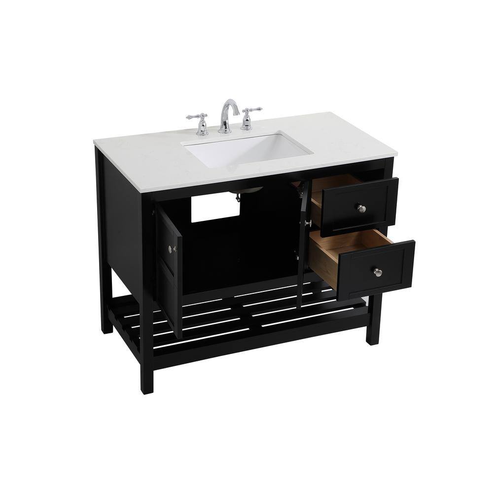 Simply Living 42 in. Single Bathroom Vanity in Black with Quartz Vanity Top in Calacatta White SL49326BK