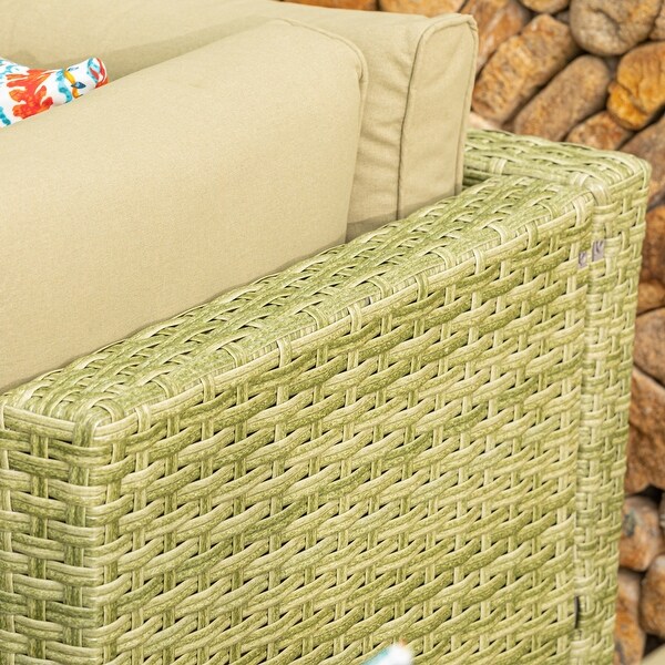 COSIEST PE Wicker Outdoor Armless Chair with Pillow