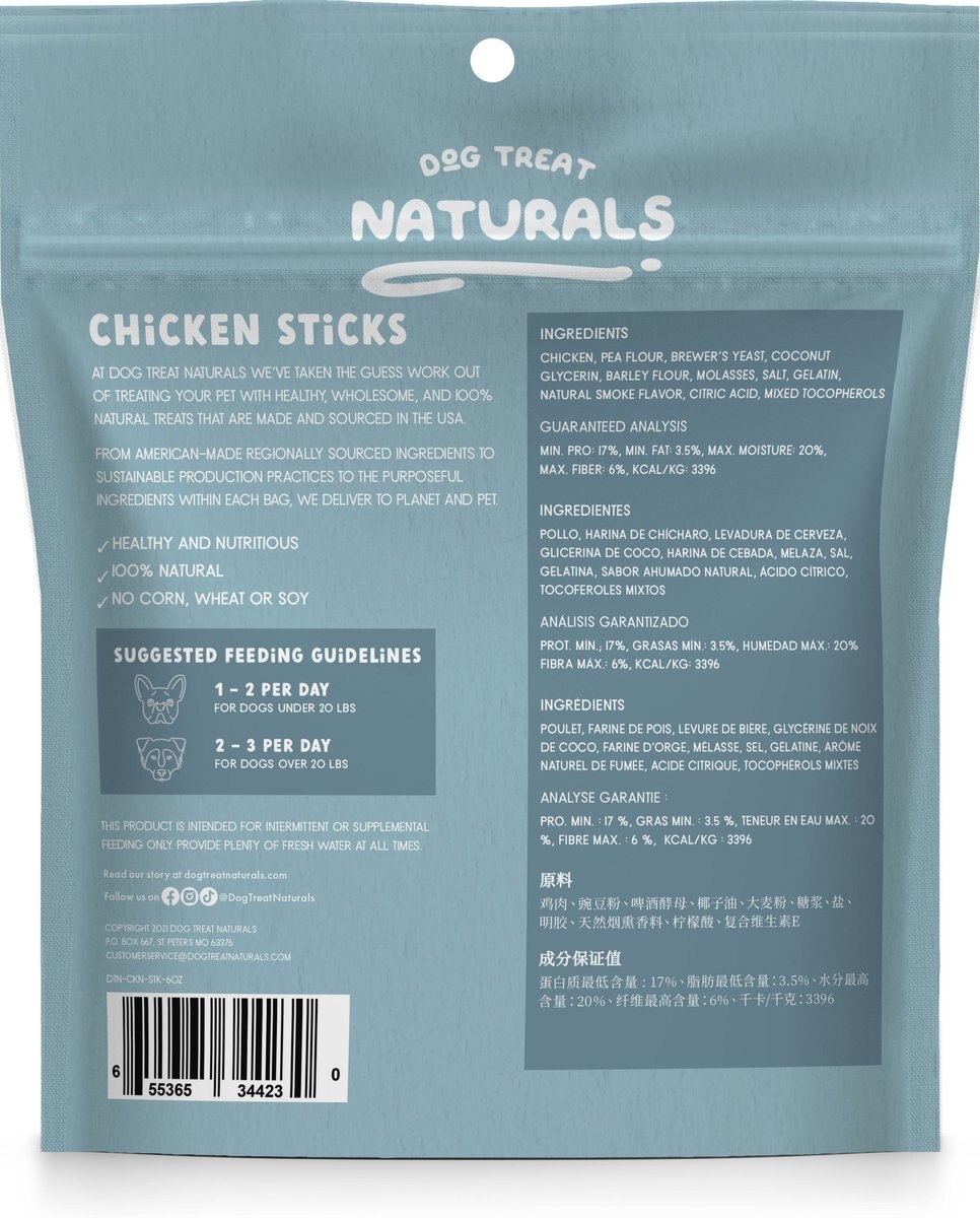 Dog Treat Naturals Chicken Fresh All Stages Natural Chew Stick Dog Treats， 6-oz bag