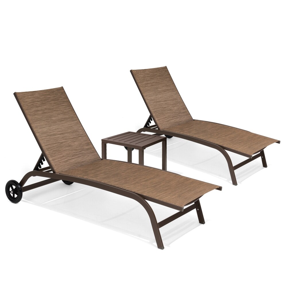 Pellebant Outdoor Patio Chaise Lounge Chairs Set with Table   Set of 3