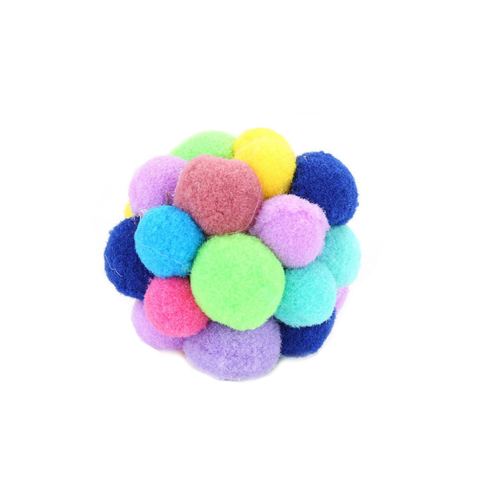 Fridja Cat Toys Ball Handmade Colorful Plush Bouncy Ball with Catnip Interactive Bell Toys for Cats Kitten Training Playing Chewing