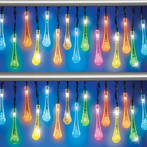 Collections Etc Solar Color Changing Raindrops Light String