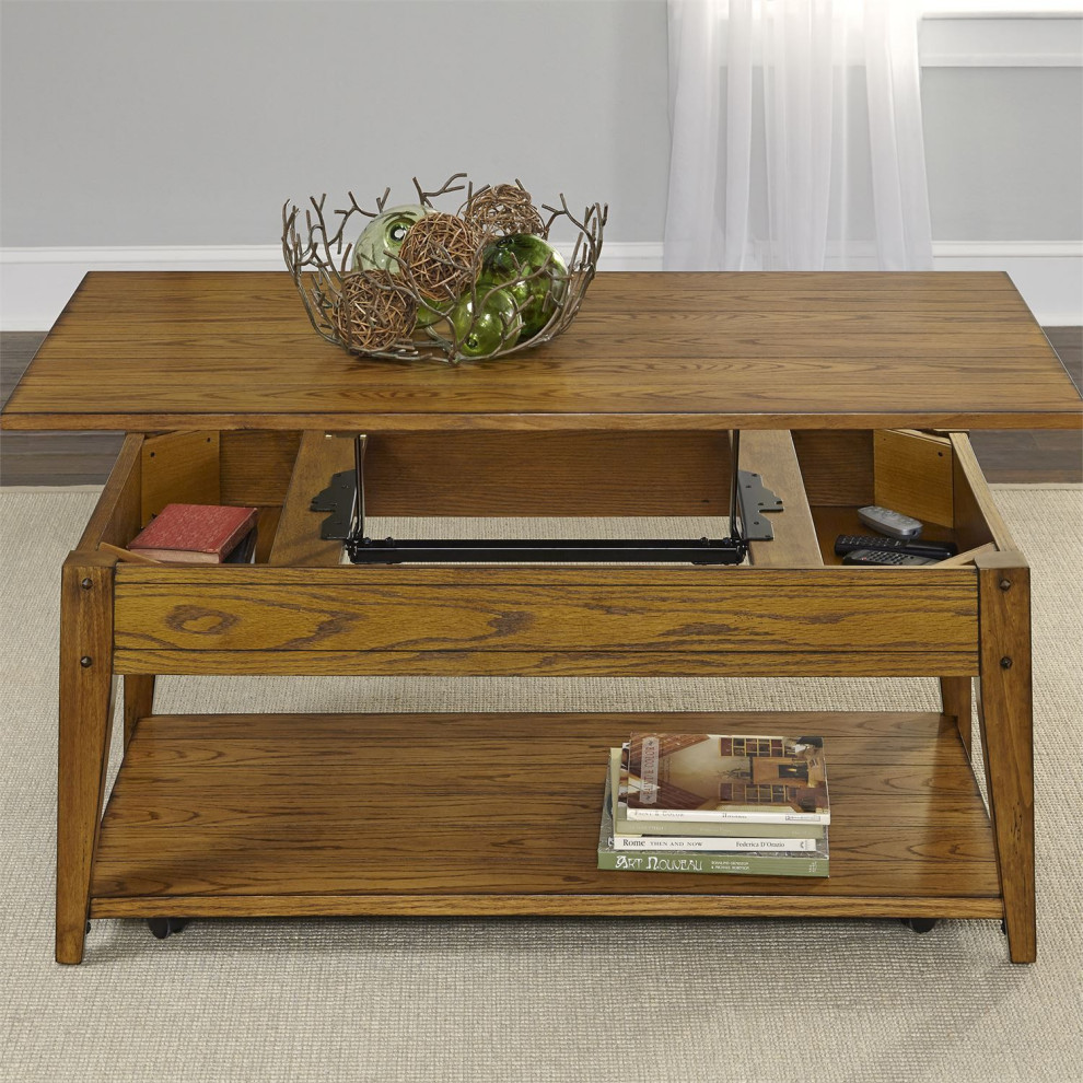 Liberty Furniture Lake House Lift Top Cocktail Table in Oak   Transitional   Coffee Tables   by Unlimited Furniture Group  Houzz