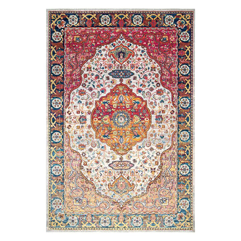 nuLOOM Shirlee Vintage Medallion Framed Floral Rug