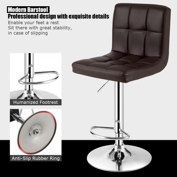 1 PC Bar Stool Swivel Adjustable PU Leather Barstools Bistro Pub Chair - 15.7