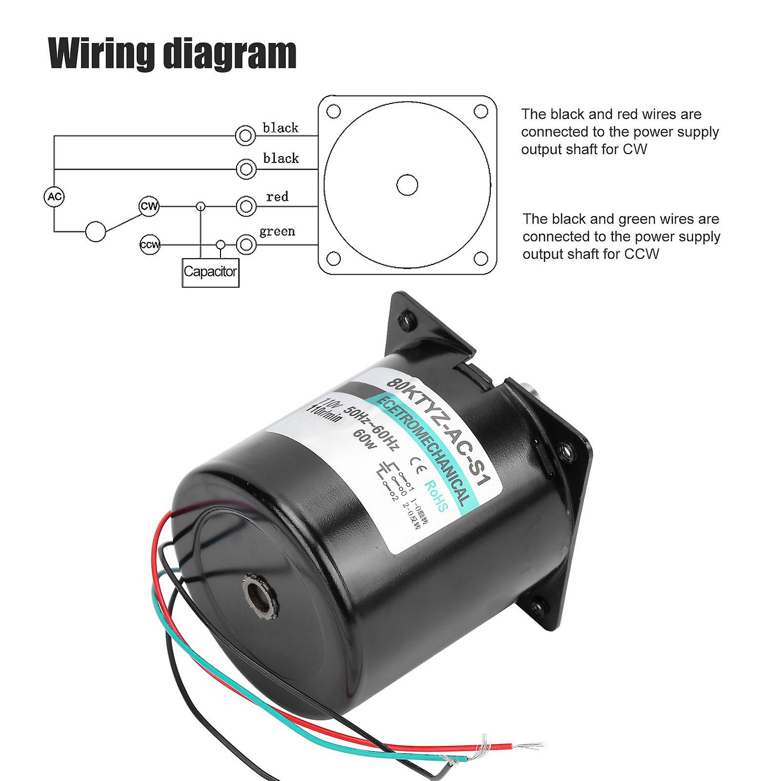 Ac Synchronous Motor With Capacitance Cw/ccw Large Torsion Low Speed 60w Or Micro Machinery And Cnc Machine Tools[(110rpm/min Ac110v)]