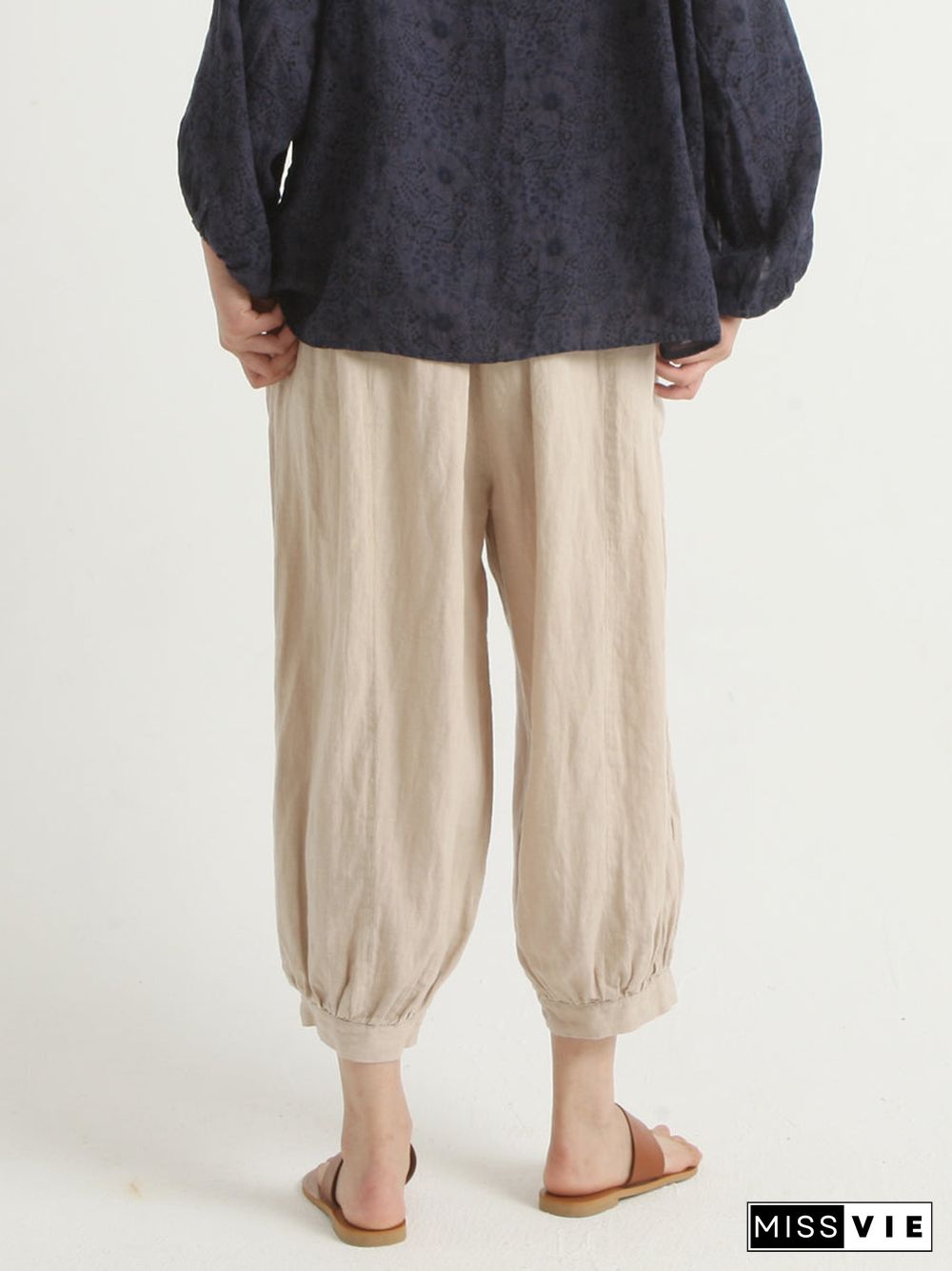 Plus Size Linen Casual Women Loose Harem Pants