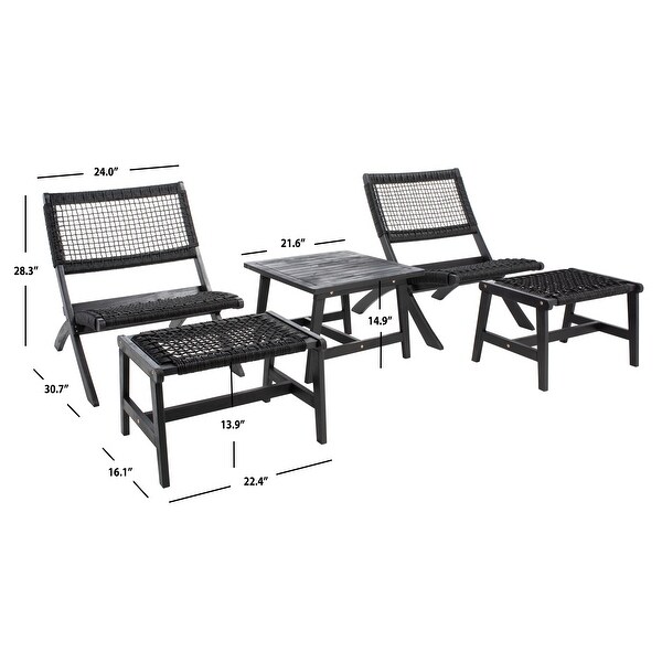 SAFAVIEH Casella Acacia/ Rope Outdoor Chair and Table Set