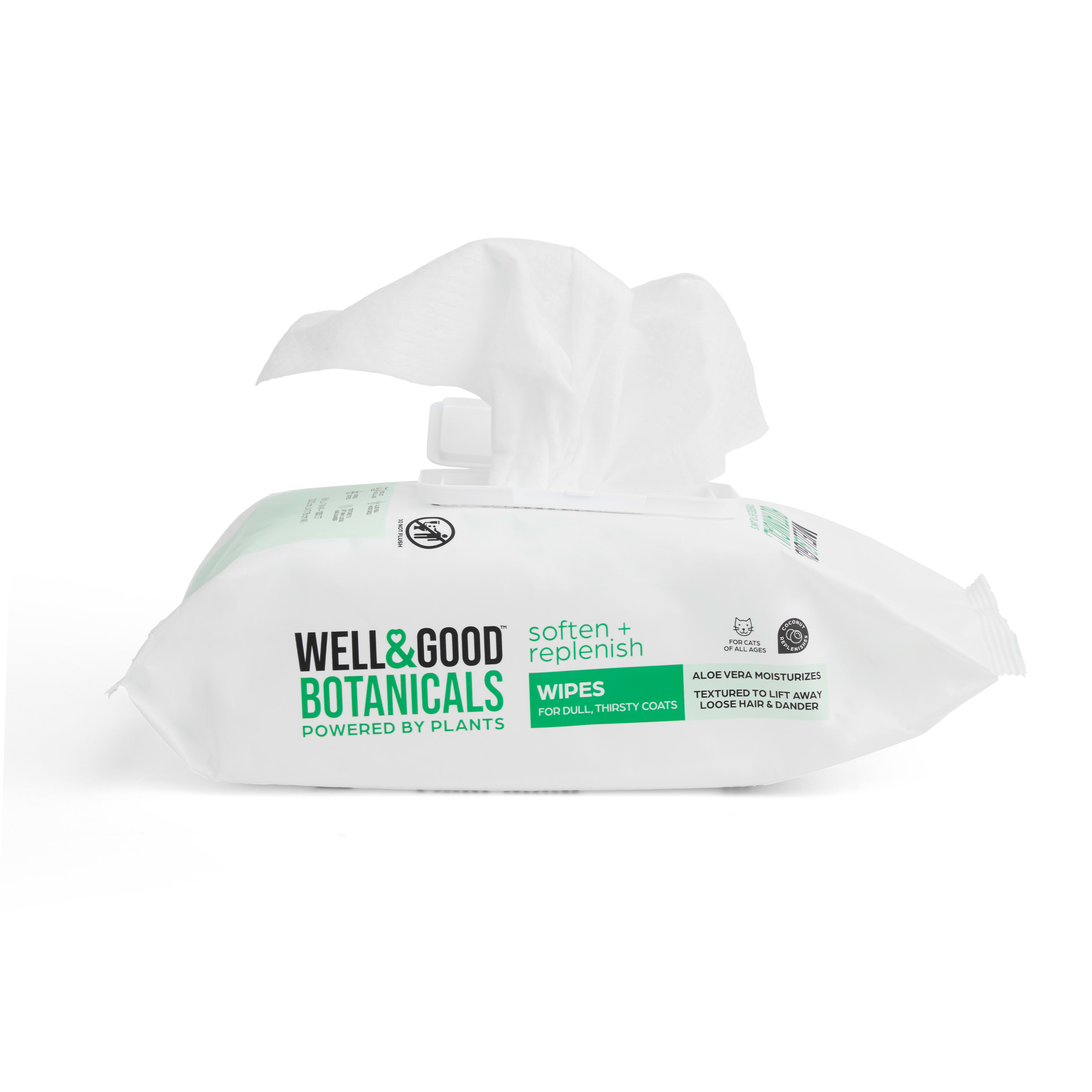 WELL  GOOD Botanicals Soften amp; Replenish Coconut Cat Wipes， Count of 100