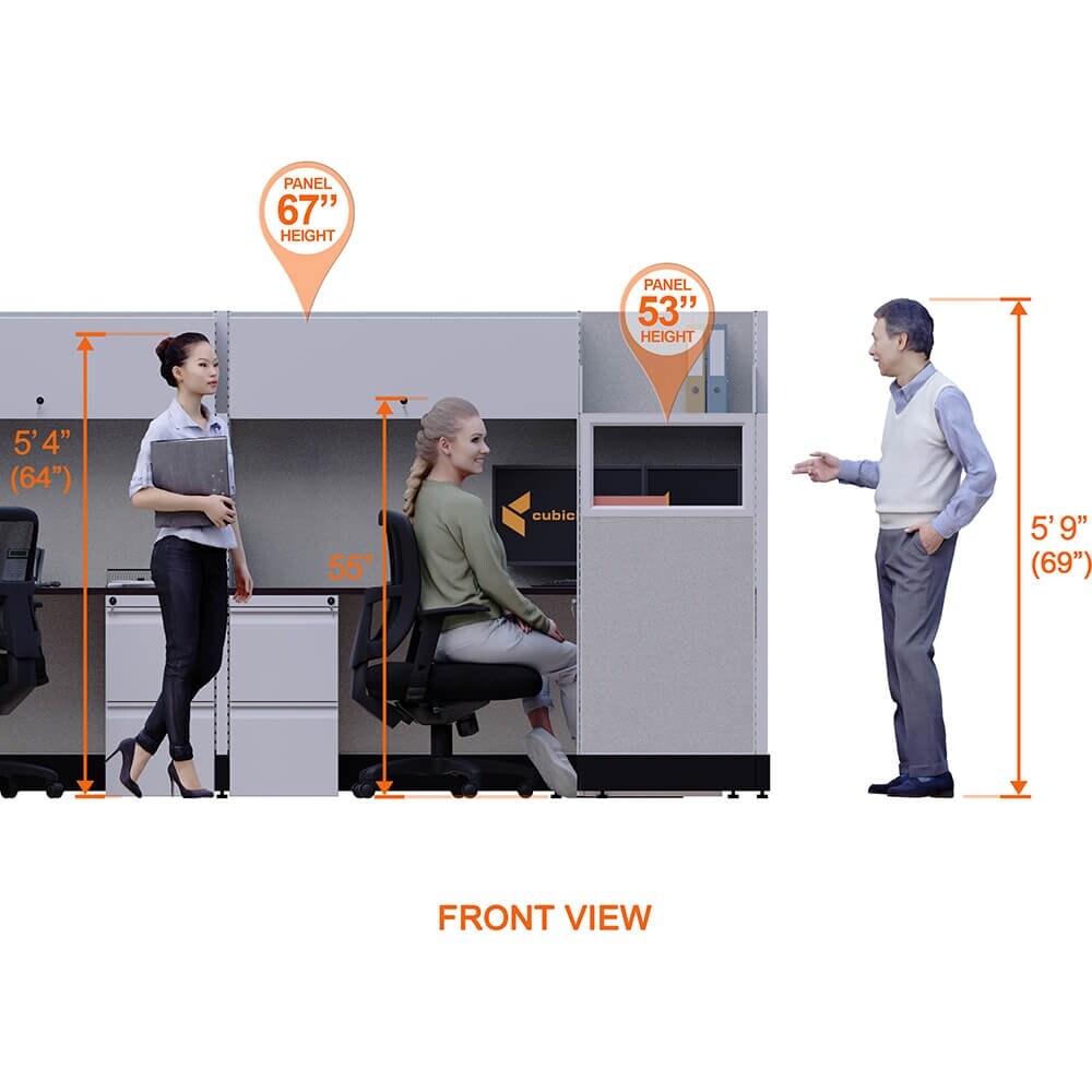 Modular Office Workstations 53 67H 2pack Bullpen Powered Cubicles