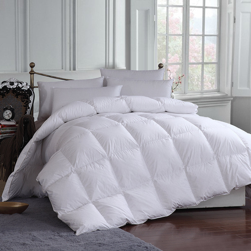 220x260cm/86''x102'' Cotton Bedding Soft White Duvet 85% Duck Feather Quilt