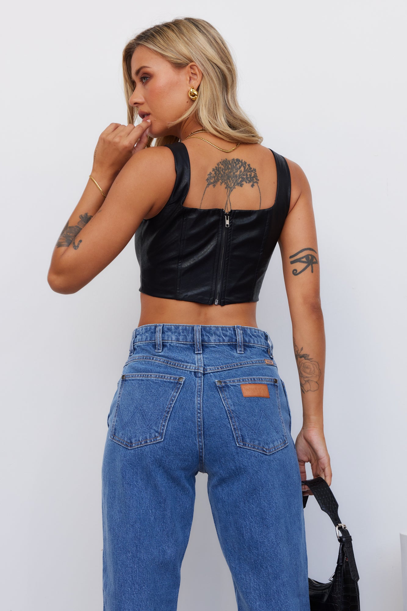 Soulmate Faux Leather Crop Black