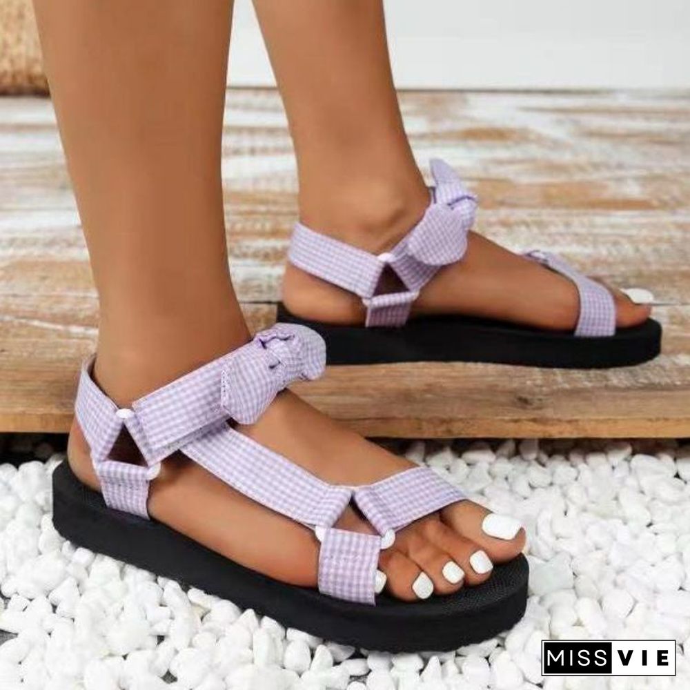 Women Multi-color Selection Bowknot Velcro Casual Sandals Shoes