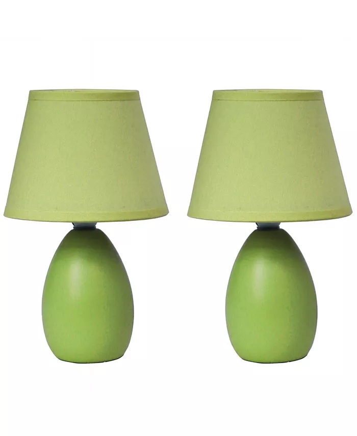 All The Rages Simple Designs Mini Egg Oval Ceramic Table Lamp 2 Pack Set