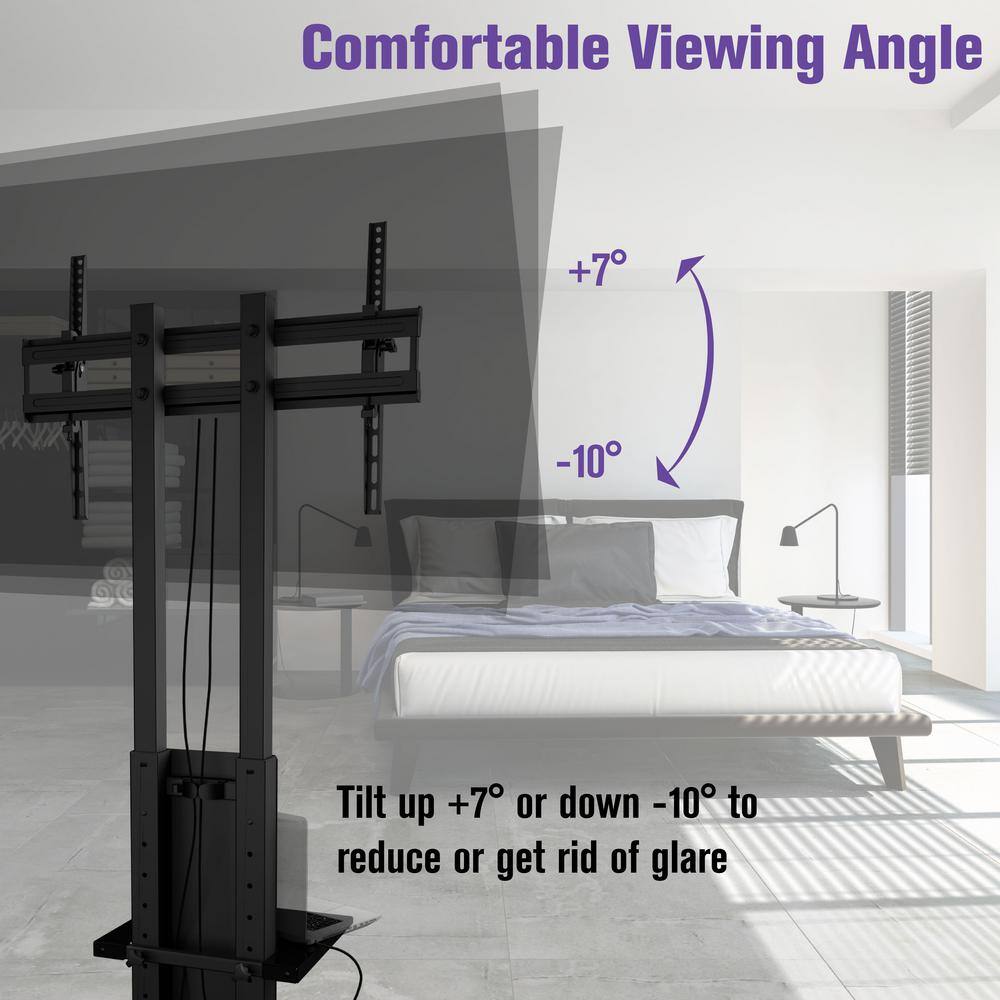 ProMounts Adjustable Universal Ultra Slim TV Floor Stand Tilt Mount for 37-70 in. TVs up to 88lbs Ready to Install Hassle Free ATMSS6401