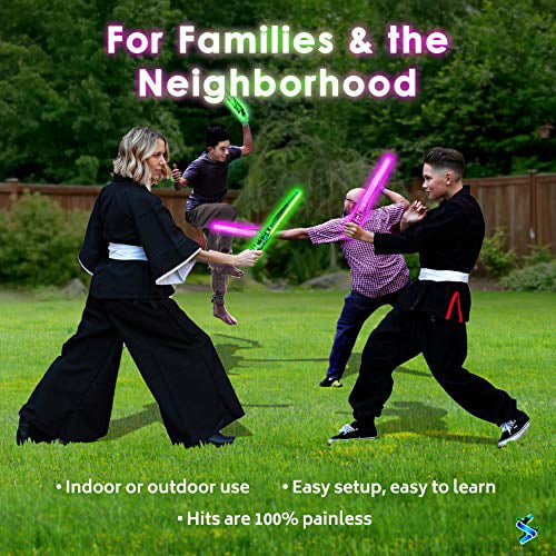 Glow Battle: A Ninja Game with Glow-in-The-Dark Foam Swords – Indoor and Outdoor Active Fun for Kids， Teens and Adults