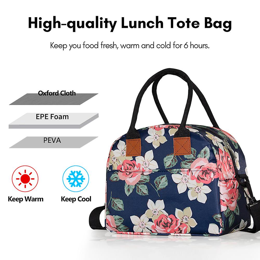 Lunch Bag For Women Men Adult Insulated Lunch Box With Adjustable Shoulder Strap Leakproof and Reusable Cooler Lunch Tote Bag For Office Hiking Picnic S