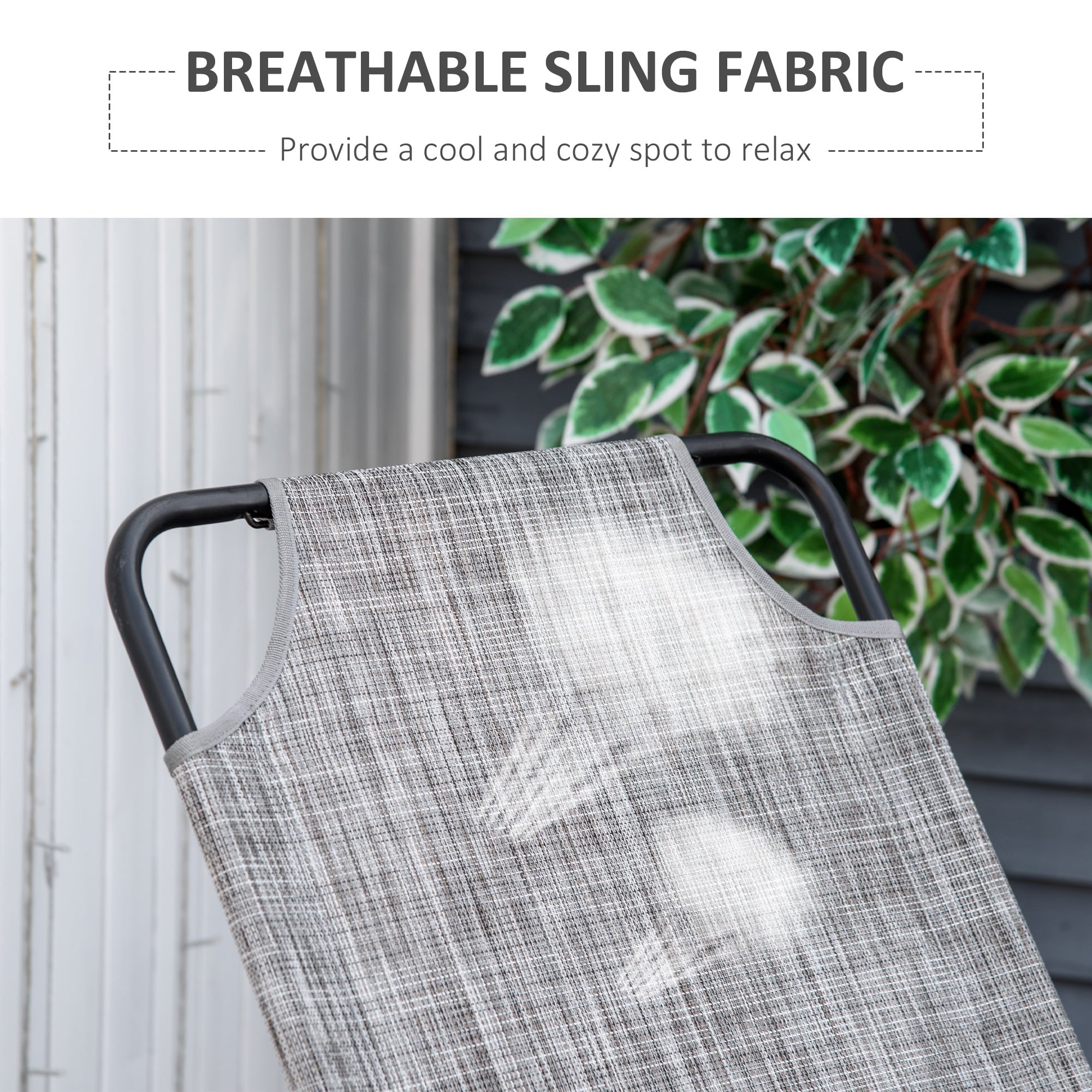 Outsunny Garden Rocking Chair, Patio Sling Fabric Single Rocker, Gray