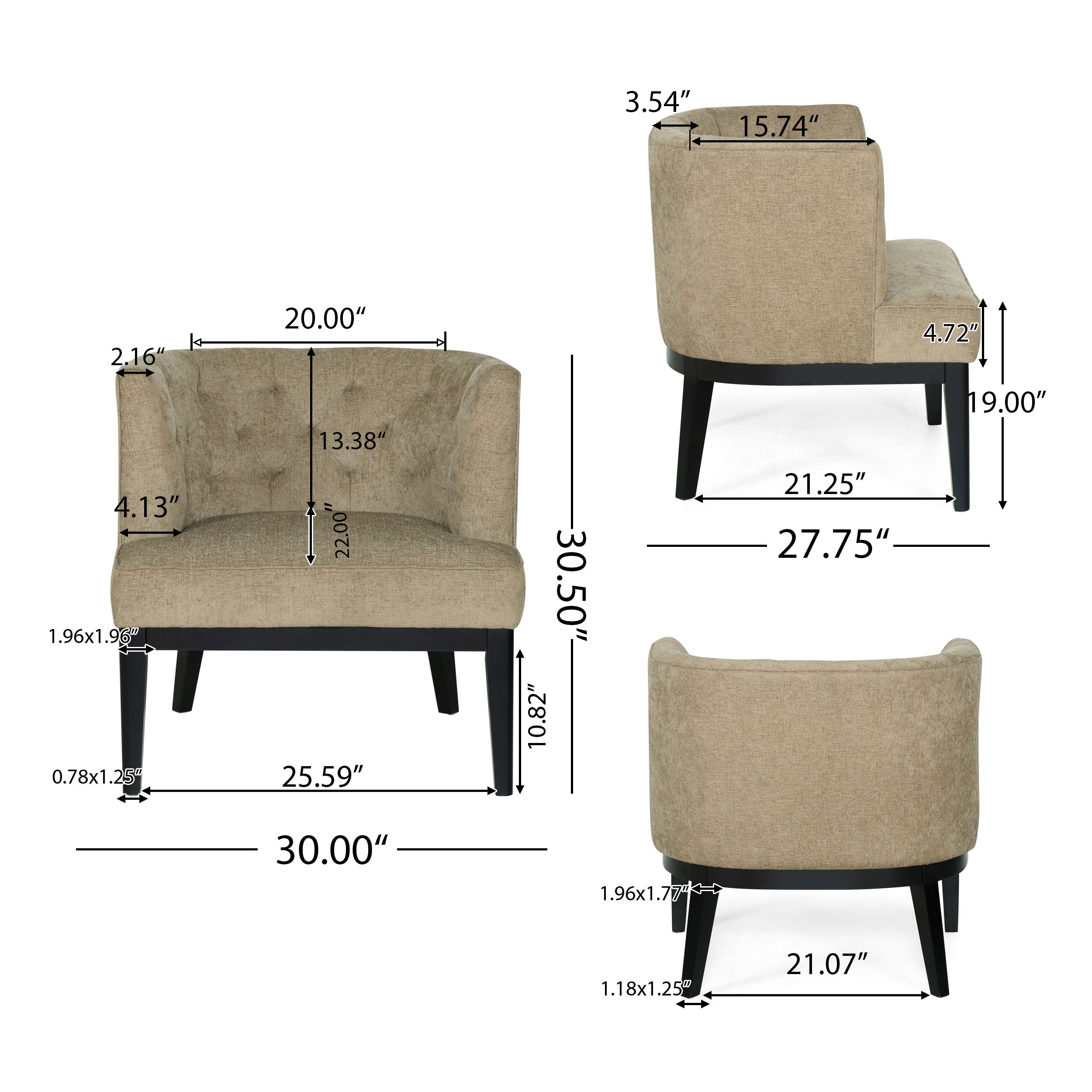 Evans Contemporary Fabric Tufted Accent Chair