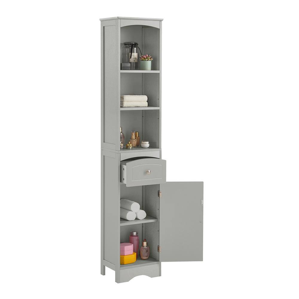 9.1 in. W x 13.4 in. D x 66.9 in. H in Gray Plywood Ready to Assemble Diagonal Kitchen Cabinet wq-152