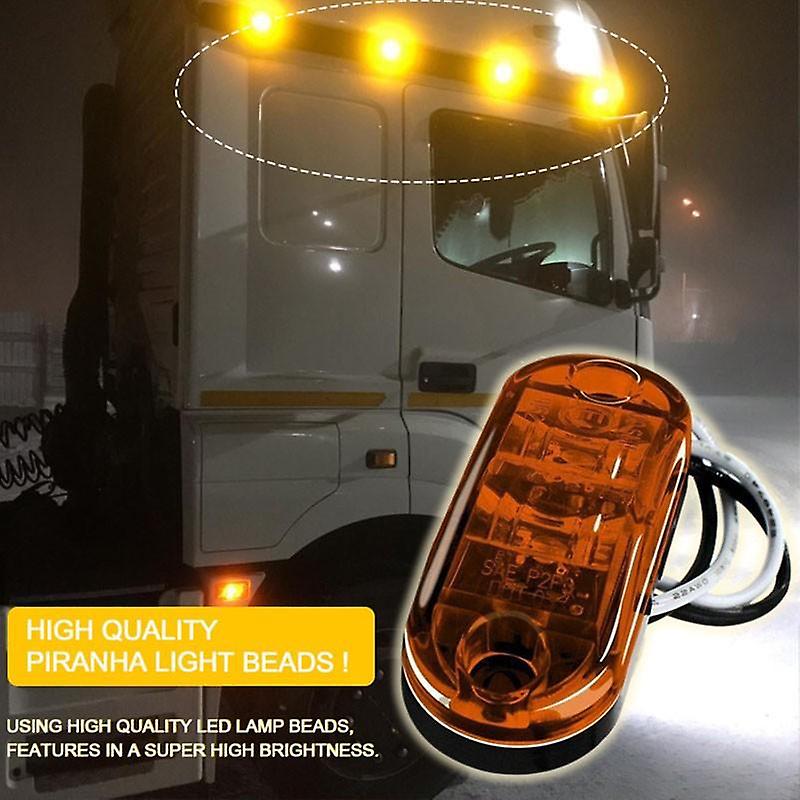 1pcs Warning Light Led Diode Light Oval Clearance Trailer Truck Orange White Red Led Side Marker Lamp 12v 24v Truck Accessorie