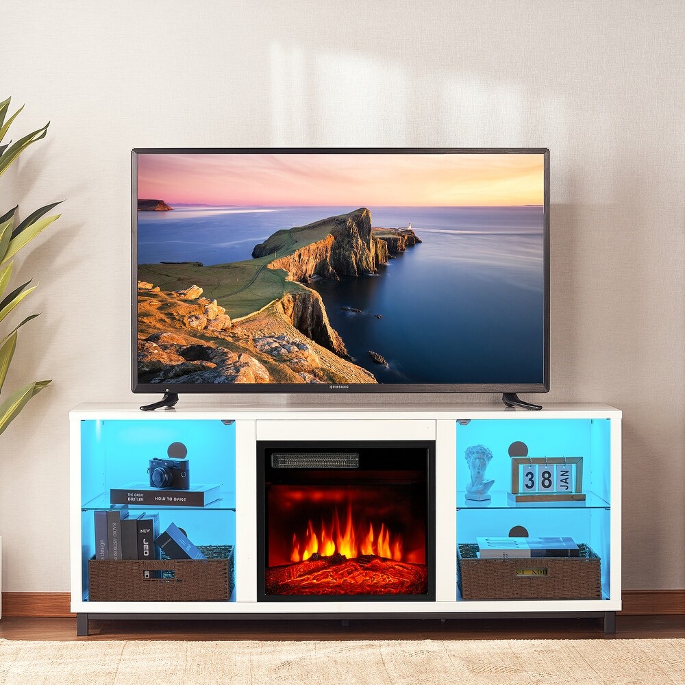 58 Inch Electric Fireplace TV Stand with an 18\