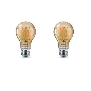 Philips 40-Watt Equivalent A19 LED Smart Wi-Fi Light Bulb Amber (2000K) powered by WiZ (2-Pack) 555524