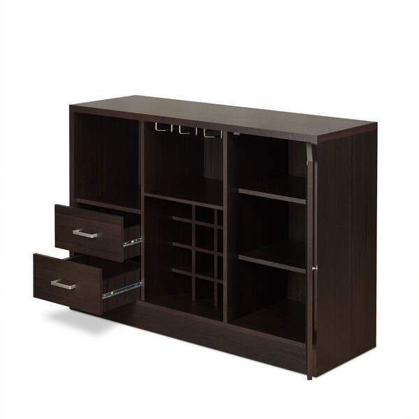 Wooden Server with One Side Door Storage Cabinets and Two Drawers