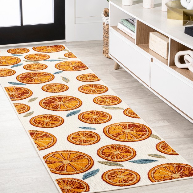 Aranciata Citrus Slice High low Indoor outdoor Area Rug Jonathan Y