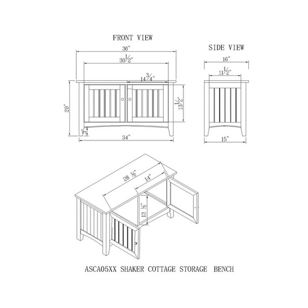 Shaker Cottage Storage Bench Alaterre Furniture