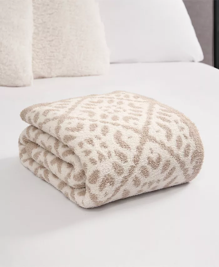 Lucky Brand Cook Cutter Jacquard Geometric Fuzzy Throw Blanket， 50 x 70